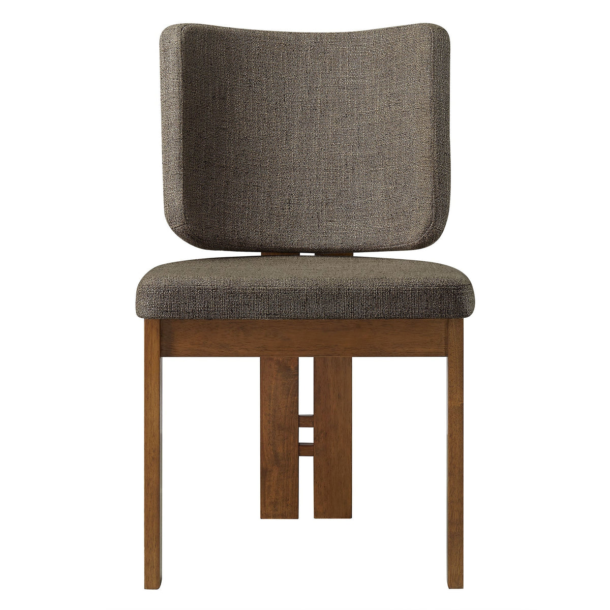 Alba Armless Upholstered Dining Chairs Set of 2 in brown textured fabric by HouseOfZazla on Tampa Home & Garden Store