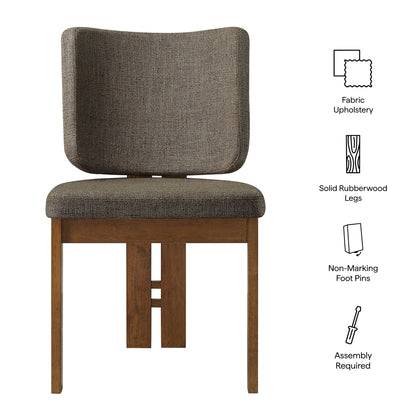 Alba Armless Upholstered Dining Chairs, brown fabric, solid rubberwood legs, set of 2 on Tampa Home & Garden Store