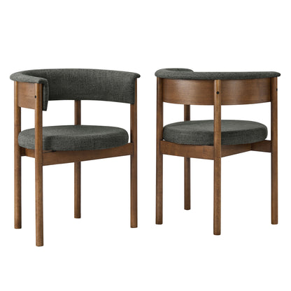 Clea curved upholstered dining chairs set of 2 with charcoal gray fabric and wood legs on Tampa Home & Garden Store