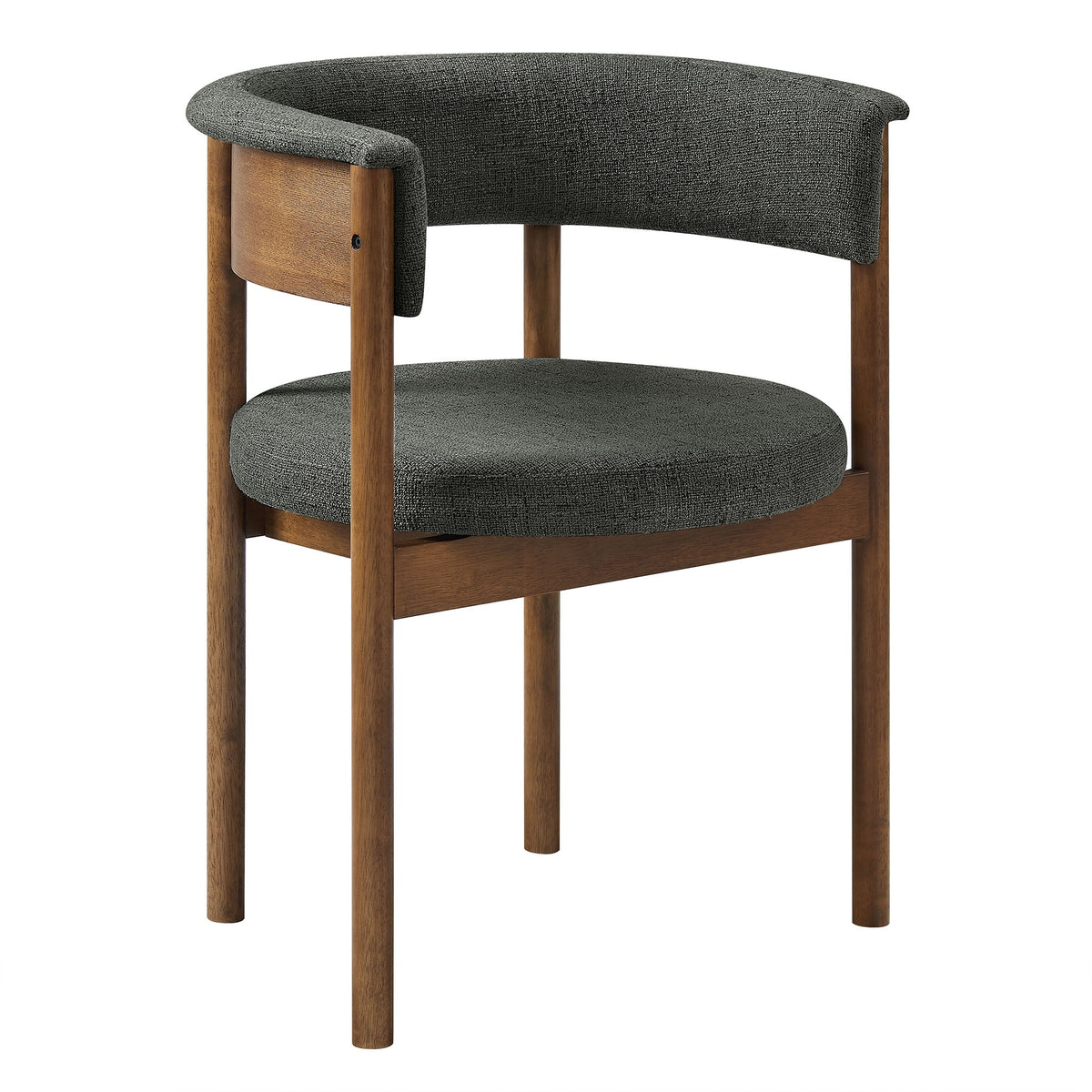 HouseOfZazla Clea curved upholstered dining chairs, dark gray fabric with wood legs set of 2 on Tampa Home & Garden Store