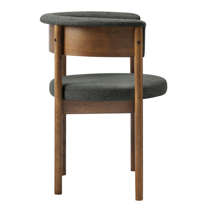 Clea Curved Upholstered Dining Chairs set of 2, charcoal gray fabric, wood frame, HouseOfZazla on Tampa Home & Garden Store