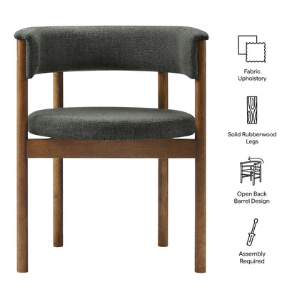 Clea Curved Upholstered Dining Chairs Set of 2 in gray fabric rubberwood legs HouseOfZazla on Tampa Home & Garden Store