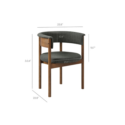 Clea Curved Upholstered Dining Chairs set of 2 gray fabric with wooden legs HouseOfZazla on Tampa Home & Garden Store