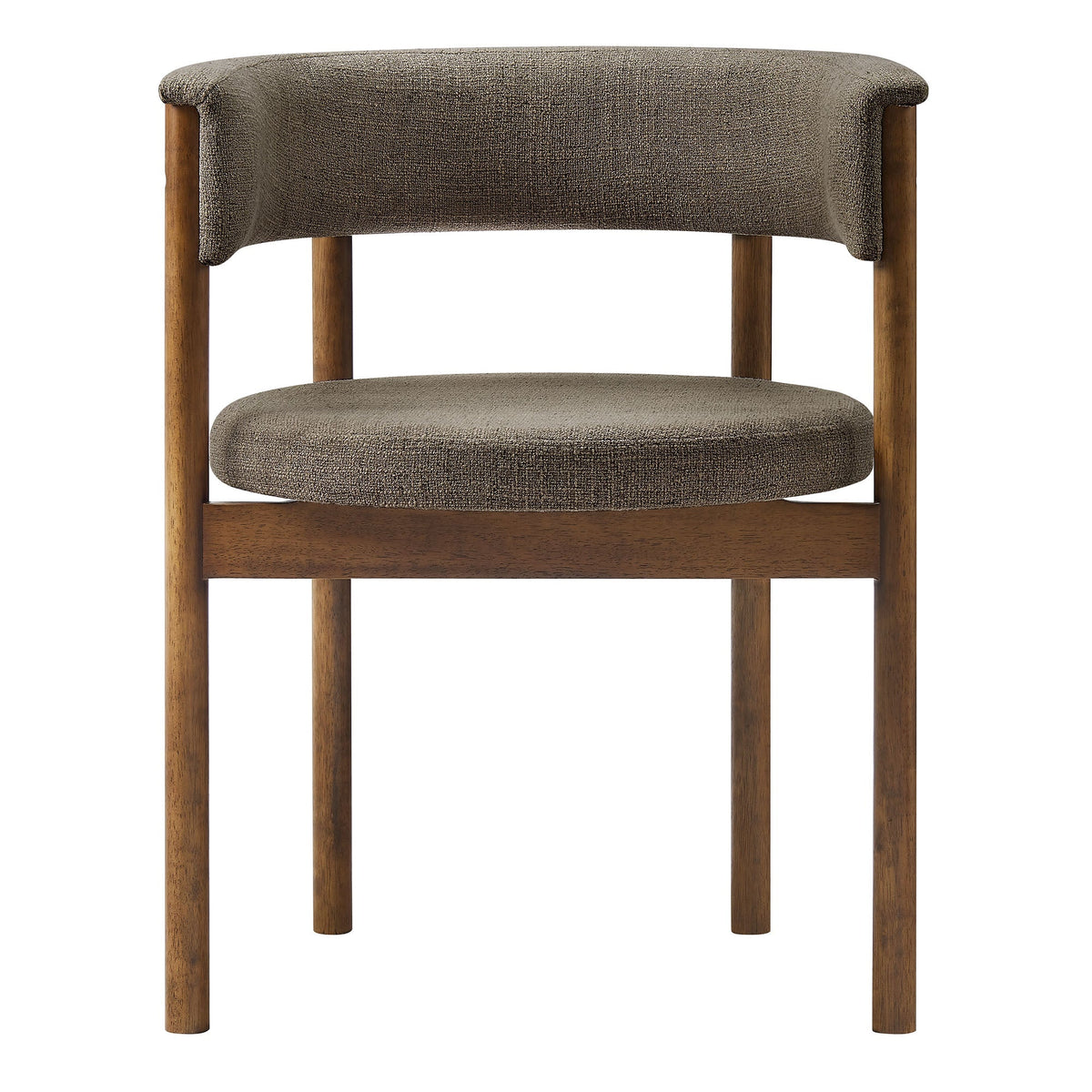 Clea curved upholstered dining chairs set of 2 in brown textured fabric with wooden legs on Tampa Home & Garden Store