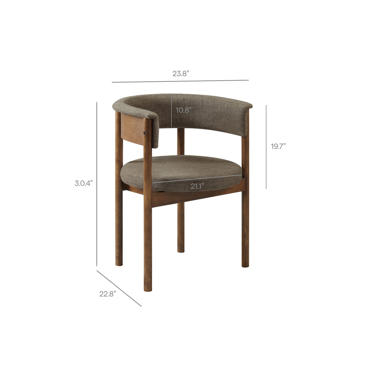 Clea Curved Upholstered Dining Chairs set of 2, taupe fabric, wooden legs by HouseOfZazla on Tampa Home & Garden Store