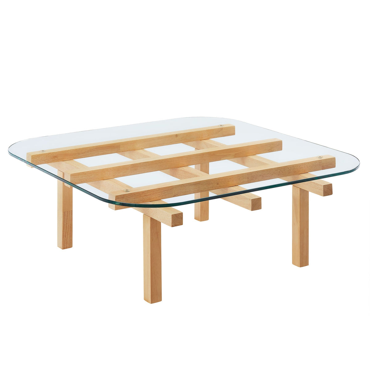 Isby 35 Inch Tempered Glass Coffee Table with natural wood frame by Modway on Tampa Home & Garden Store