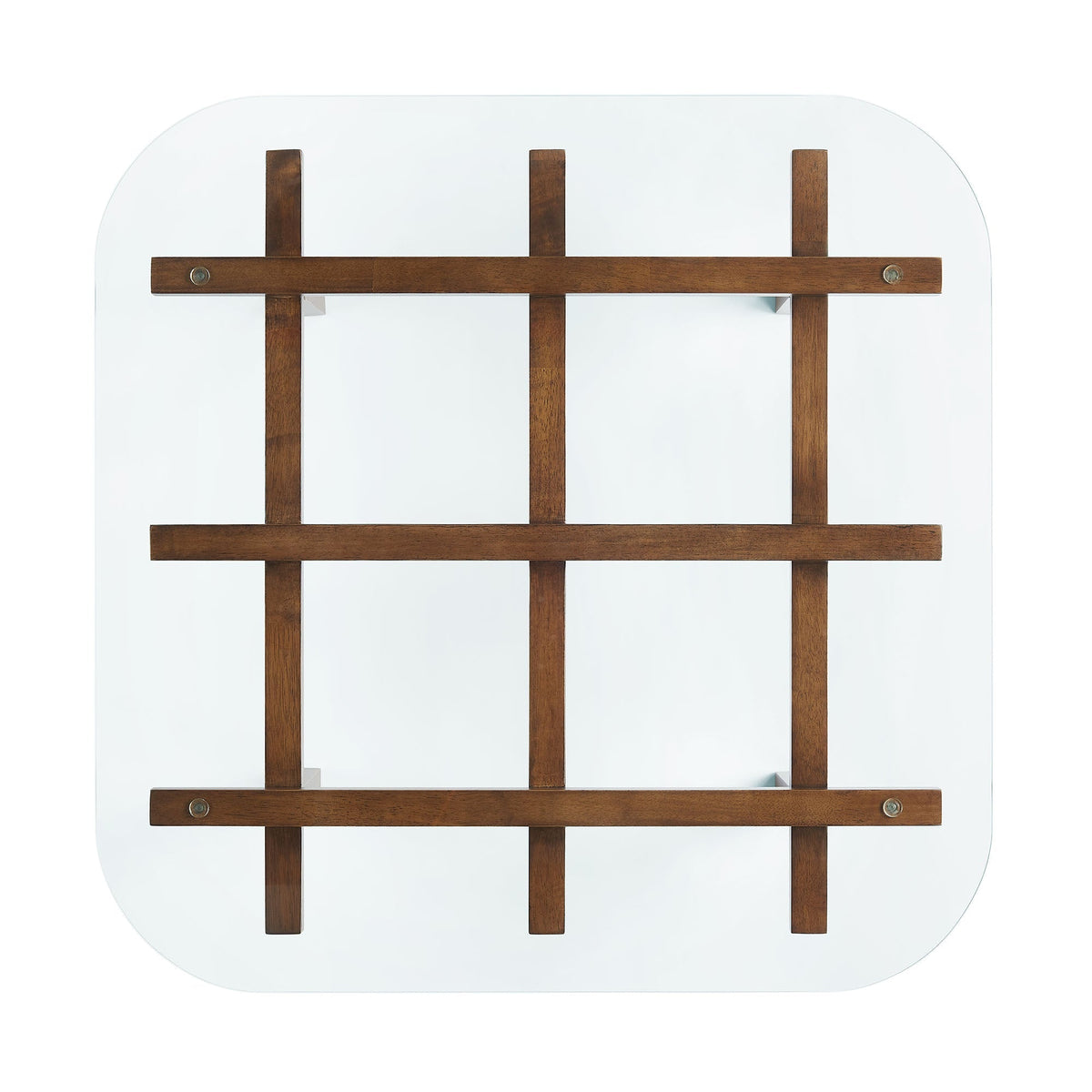 Isby 35 Inch tempered glass coffee table with brown wooden lattice base by Modway on Tampa Home & Garden Store