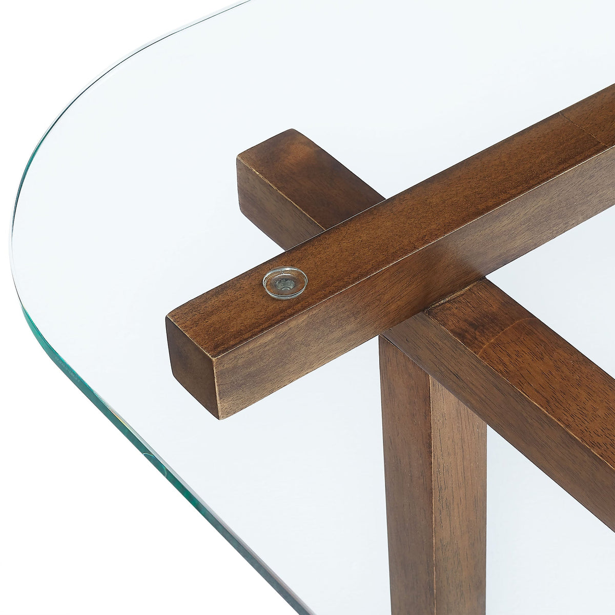 Isby 35 Inch tempered glass coffee table with dark wood cross legs Modway on Tampa Home & Garden Store