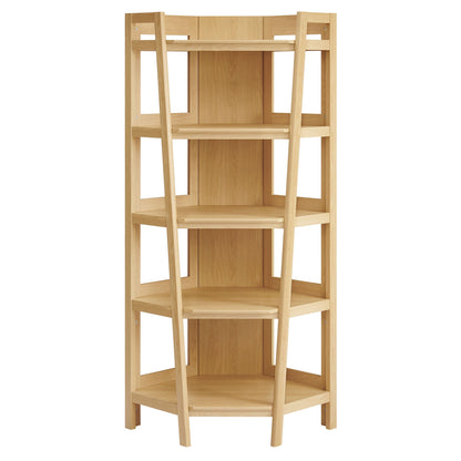 Bixby 71 Inch Corner Bookshelf by Modway, natural oak wood corner unit with open shelves on Tampa Home & Garden Store