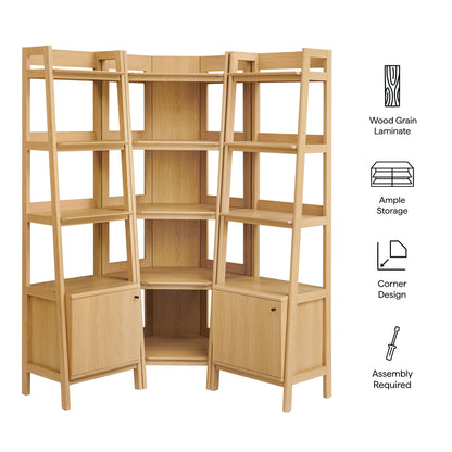 Bixby 3-piece Corner Bookshelf Set with Narrow Bookshelves in wood grain laminate on Tampa Home & Garden Store