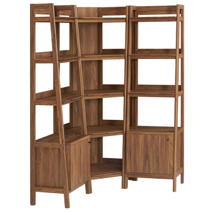 Bixby 3-piece corner bookshelf set with narrow bookcases in warm walnut finish by Modway on Tampa Home & Garden Store
