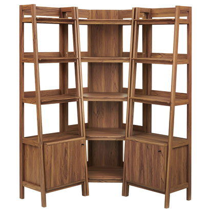 Bixby 3-piece corner bookshelf set with narrow shelves in warm wood finish by Modway on Tampa Home & Garden Store