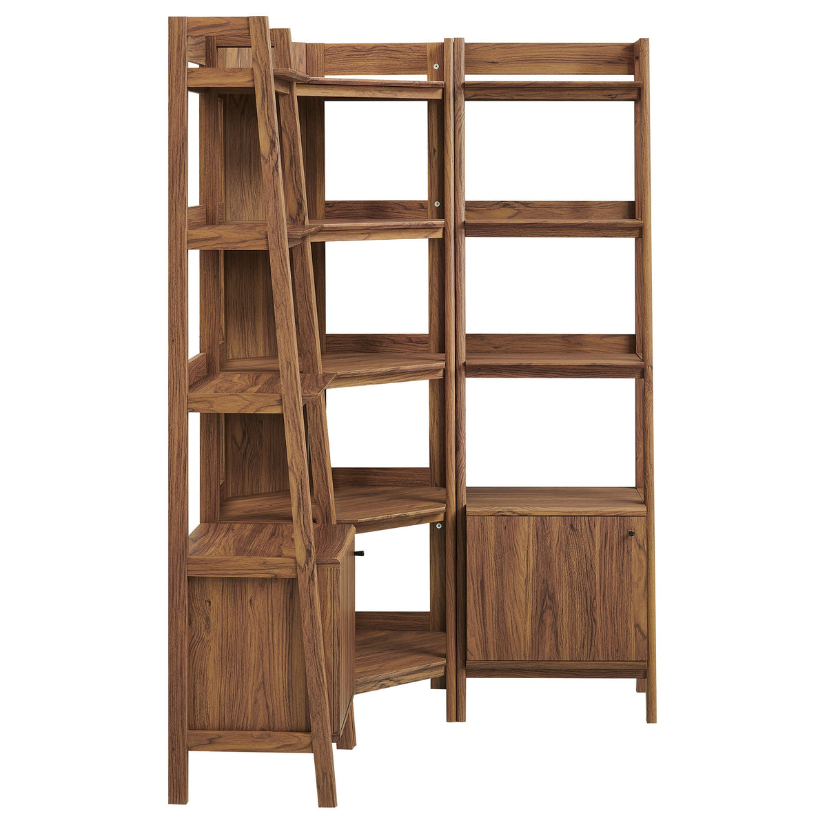 Bixby 3-piece corner bookshelf set with narrow oak shelves, warm wood finish by Modway on Tampa Home & Garden Store