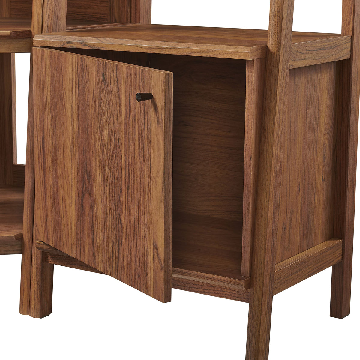 Bixby 3-piece corner bookshelf set with narrow shelves in warm brown wood finish on Tampa Home & Garden Store