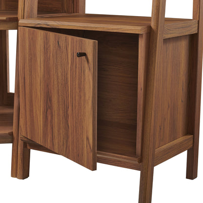 Bixby 3-piece corner bookshelf set with narrow shelves in warm brown wood finish on Tampa Home & Garden Store