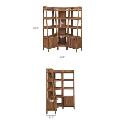 Bixby 3-piece Corner Bookshelf Set with Narrow Bookcases in warm wood finish by Modway on Tampa Home & Garden Store