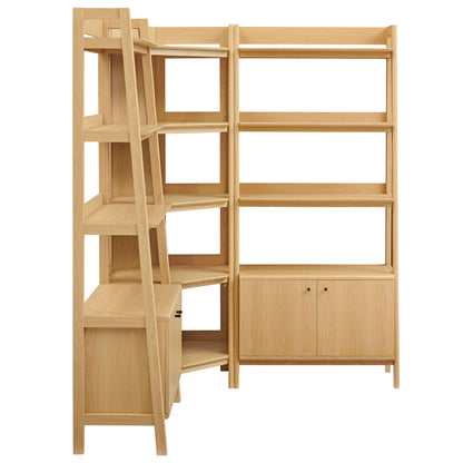 Bixby 3-Piece Corner Bookshelf Set in natural oak with wide shelves by HouseOfZazla on Tampa Home & Garden Store