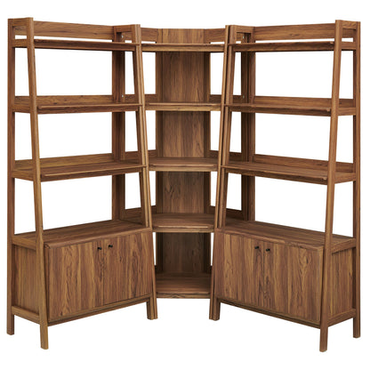 Bixby 3-Piece Corner Bookshelf Set with Wide Bookshelves in oak finish by Modway, corner unit on Tampa Home & Garden Store