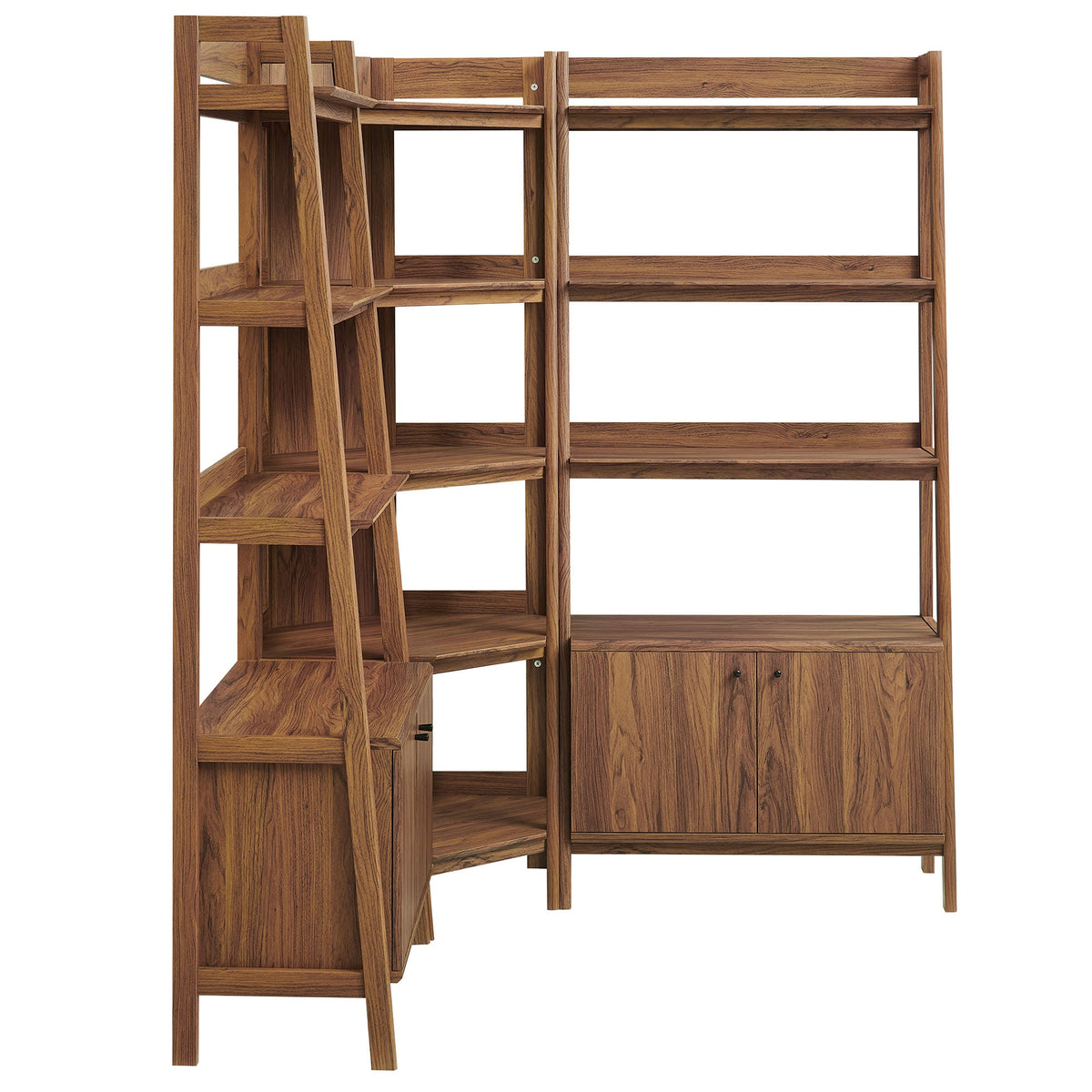 Bixby 3-Piece Corner Bookshelf Set with Wide Shelves in warm wood finish by Modway on Tampa Home & Garden Store
