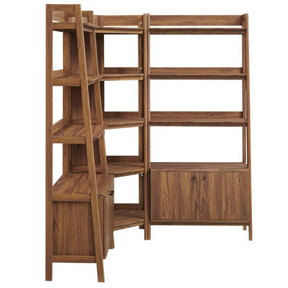 Bixby 3-Piece Corner Bookshelf Set with Wide Shelves in warm wood finish by Modway on Tampa Home & Garden Store