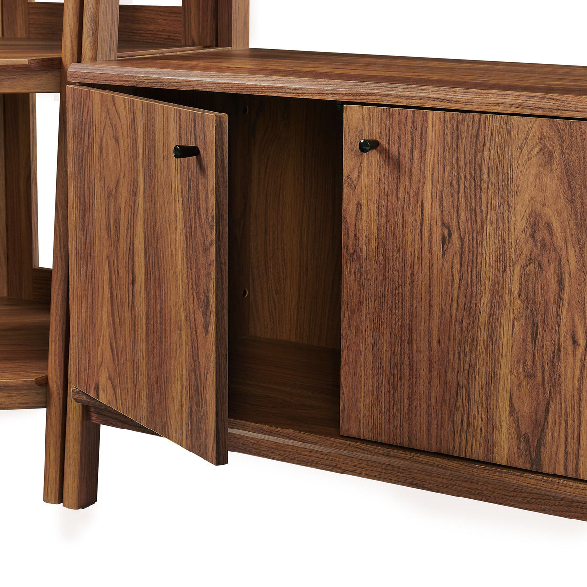 Bixby 3-Piece Corner Bookshelf Set with walnut finish and wide shelves on Tampa Home & Garden Store