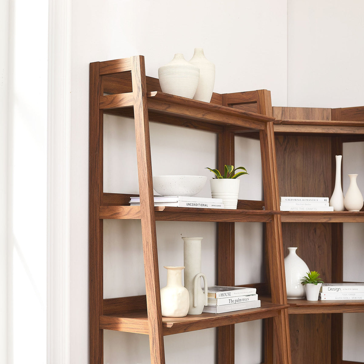 Bixby 3-Piece Corner Bookshelf Set with Wide Bookshelves in warm wood tone by Modway on Tampa Home & Garden Store