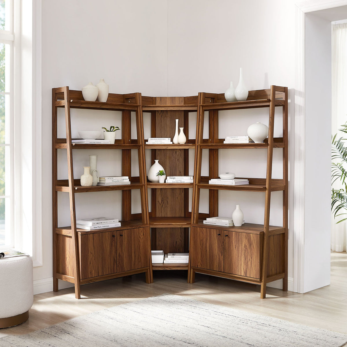 Bixby 3-Piece Corner Bookshelf Set with Wide Wooden Shelves by Modway on Tampa Home & Garden Store