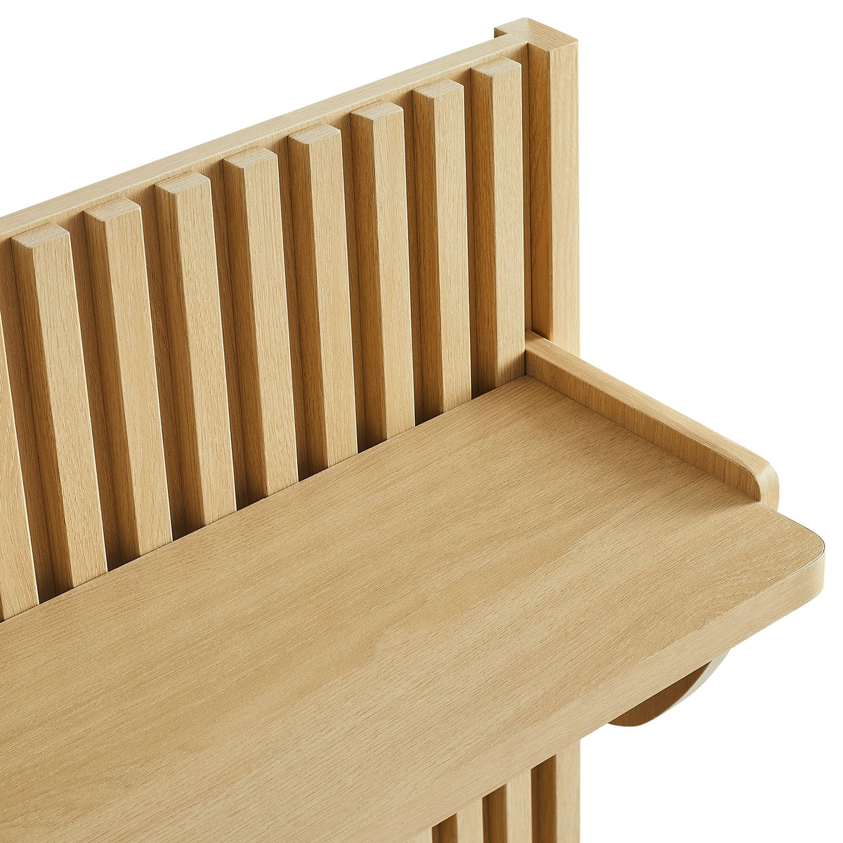 Fluted coat rack panel with shelf in natural wood, vertical slats by HouseOfZazla on Tampa Home & Garden Store