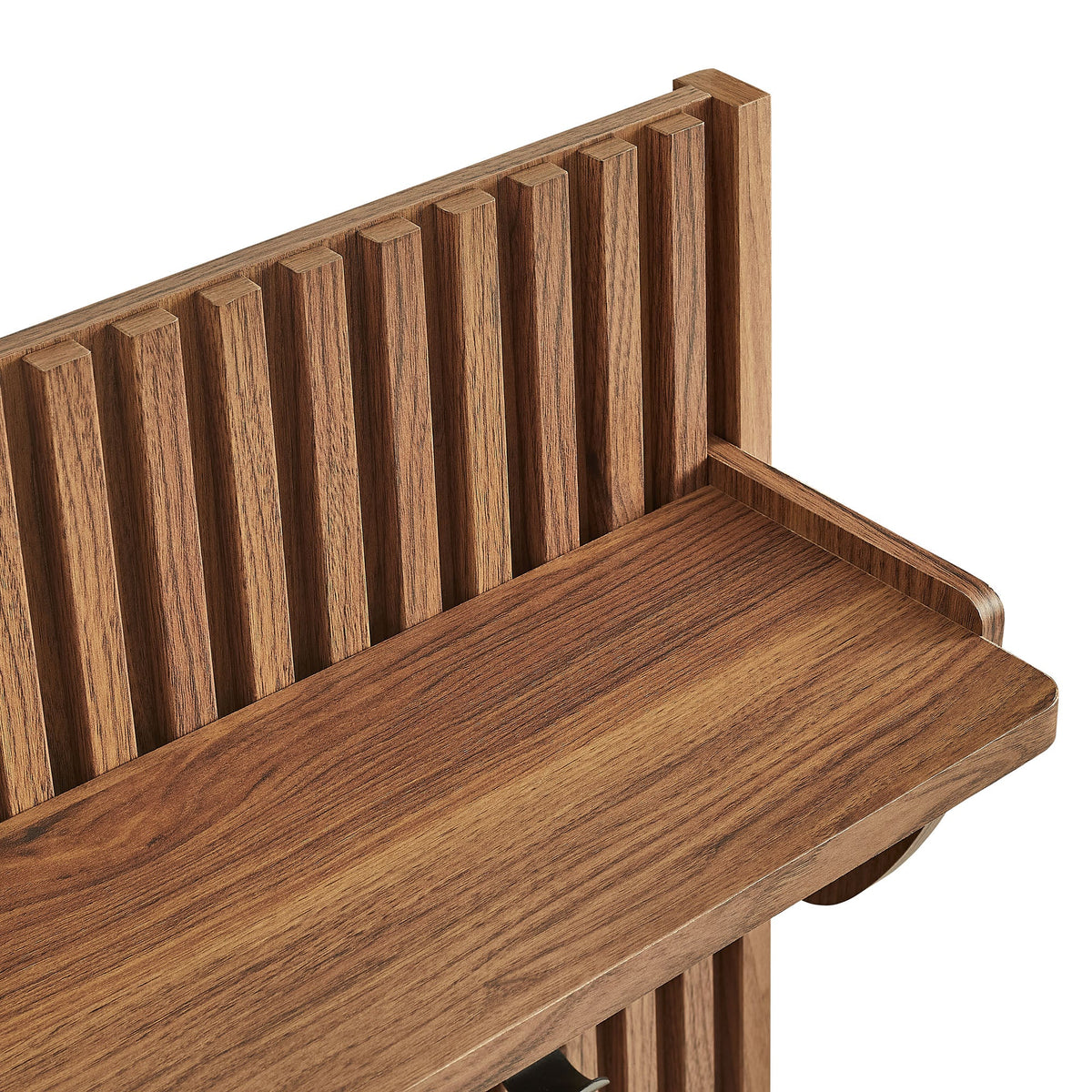 Render Fluted Coat Rack Panel With Shelf in walnut wood finish by Modway, decorative decor piece on Tampa Home & Garden Store