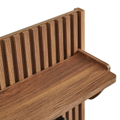 Render Fluted Coat Rack Panel With Shelf in walnut wood finish by Modway, decorative decor piece on Tampa Home & Garden Store