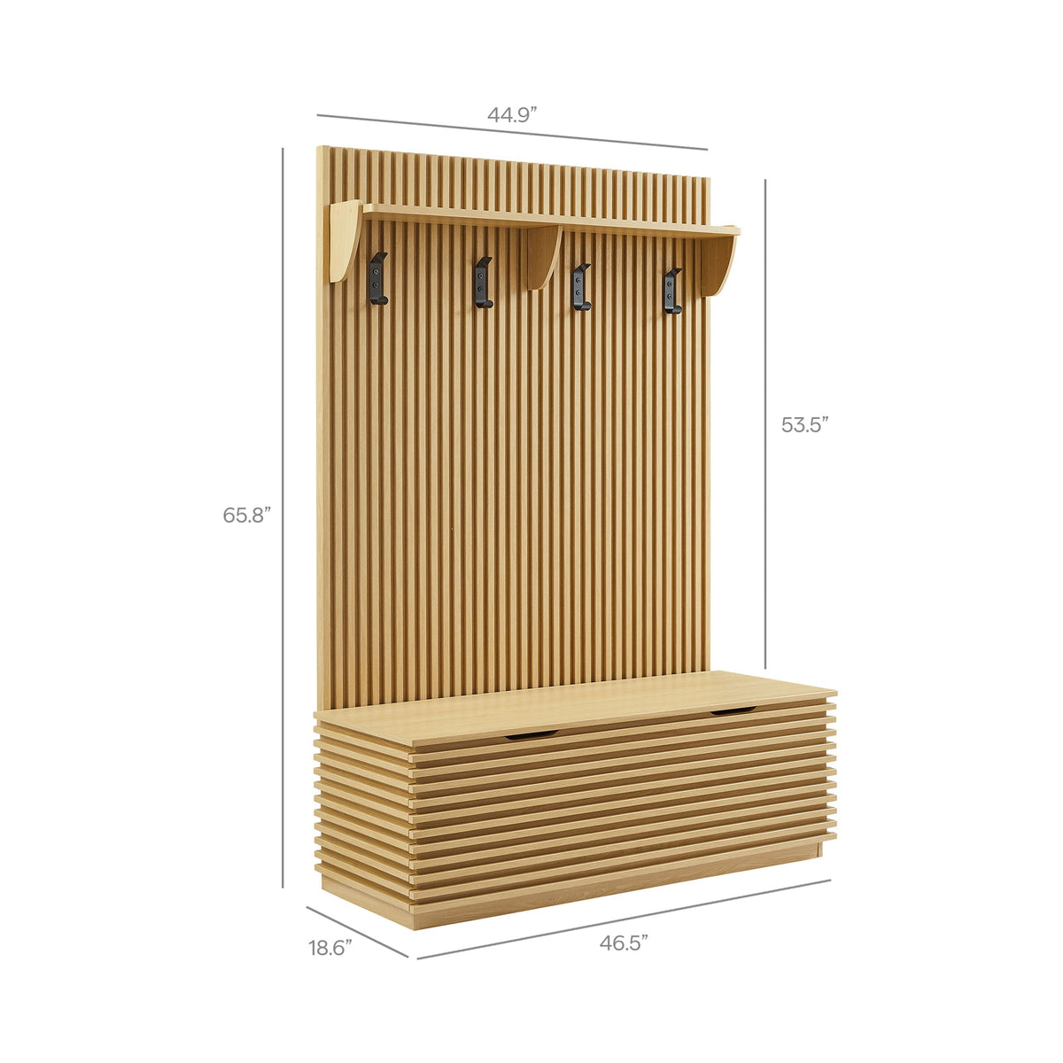 Render Fluted 3-in-1 Hall Tree with storage bench and coat rack by Modway on Tampa Home & Garden Store