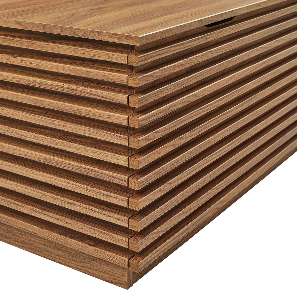 Render Fluted 3-in-1 Hall Tree with Storage Bench and Coat Rack walnut-tone wood slats by Modway on Tampa Home & Garden Store