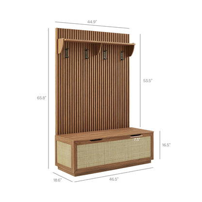 Soma Fluted 3-in-1 Hall Tree with Bench and Coat Rack by Modway fluted back 4 hooks cane-front on Tampa Home & Garden Store