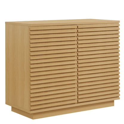 Render 2-Door Fluted Accent Cabinet by Modway in natural wood finish with slatted front on Tampa Home & Garden Store