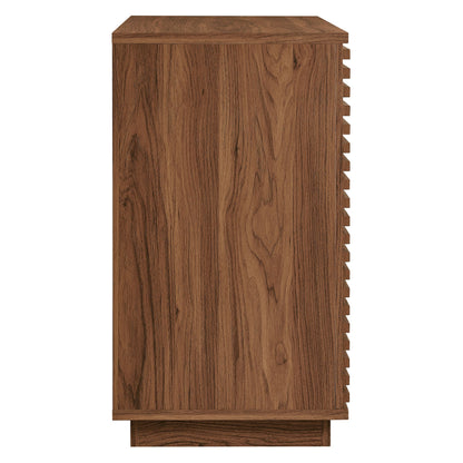 Render 2-Door Fluted Accent Cabinet by Modway in warm woodgrain finish with grooved side edge on Tampa Home & Garden Store