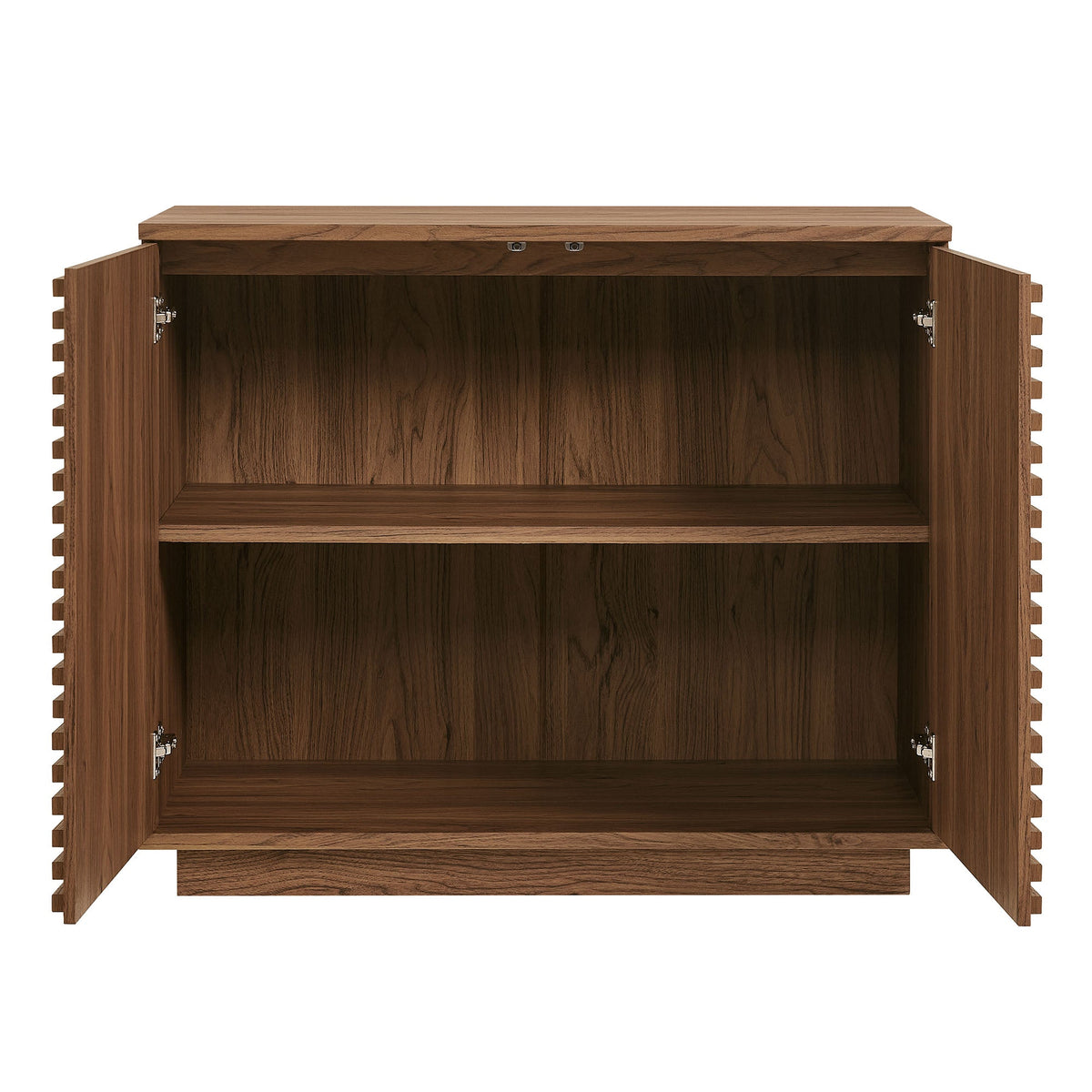 Render 2-Door Fluted Accent Cabinet by Modway, warm wood finish with interior storage on Tampa Home & Garden Store