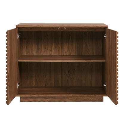 Render 2-Door Fluted Accent Cabinet by Modway, warm wood finish with interior storage on Tampa Home & Garden Store