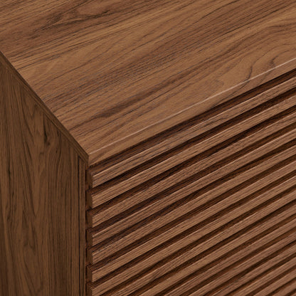 Render 2-Door Fluted Accent Cabinet woodgrain veneer close-up on Tampa Home & Garden Store