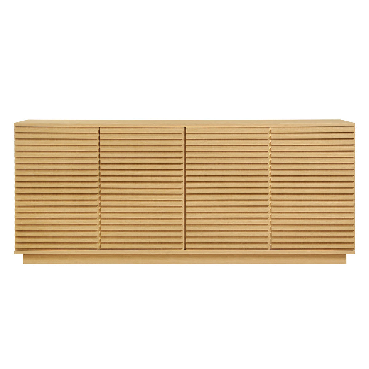 Render 4-Door Fluted Sideboard Cabinet TV Stand by Modway in natural oak with slatted doors on Tampa Home & Garden Store