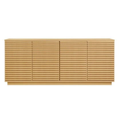 Render 4-Door Fluted Sideboard Cabinet TV Stand by Modway in natural oak with slatted doors on Tampa Home & Garden Store
