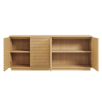 Render 4-Door Fluted Sideboard TV Stand in natural wood finish on Tampa Home & Garden Store