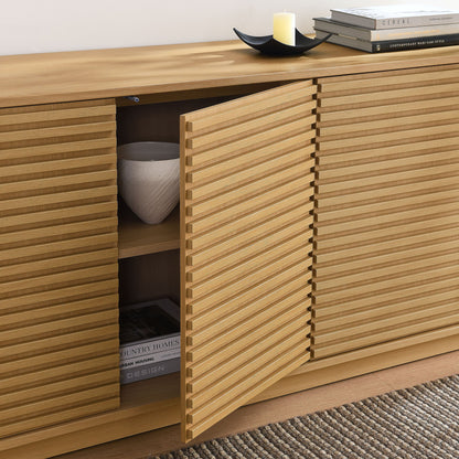Render 4-Door Fluted Sideboard Cabinet TV Stand by Modway slatted oak finish on Tampa Home & Garden Store