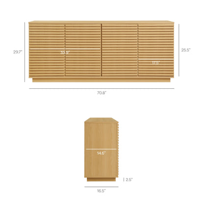 Render 4-Door Fluted Sideboard TV Stand by Modway in light oak with horizontal slats on Tampa Home & Garden Store