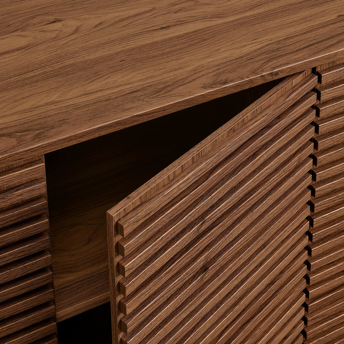 Render 4-Door Fluted Sideboard TV Stand in walnut wood by HouseOfZazla on Tampa Home & Garden Store