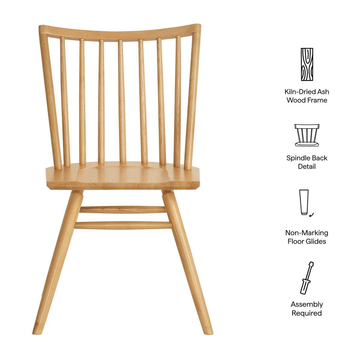 Alvar Spindle Back Dining Chair Set of 2 in natural kiln-dried ash wood frame on Tampa Home & Garden Store