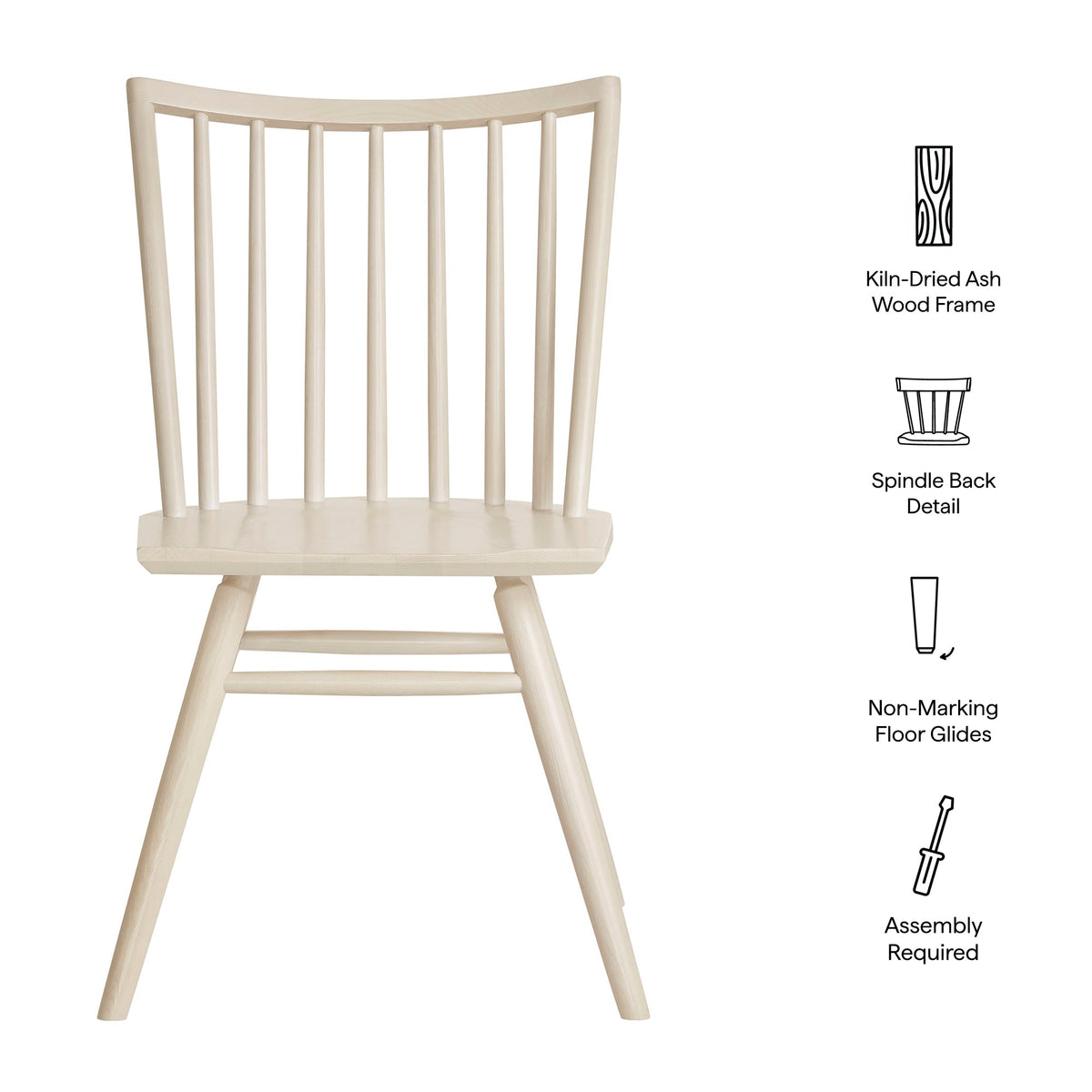Alvar Spindle Back Dining Chairs, set of 2, kiln-dried ash wood frame, natural finish on Tampa Home & Garden Store