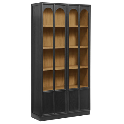 Anwen solid wood and glass display cabinet in black with four arched glass-front panels on Tampa Home & Garden Store