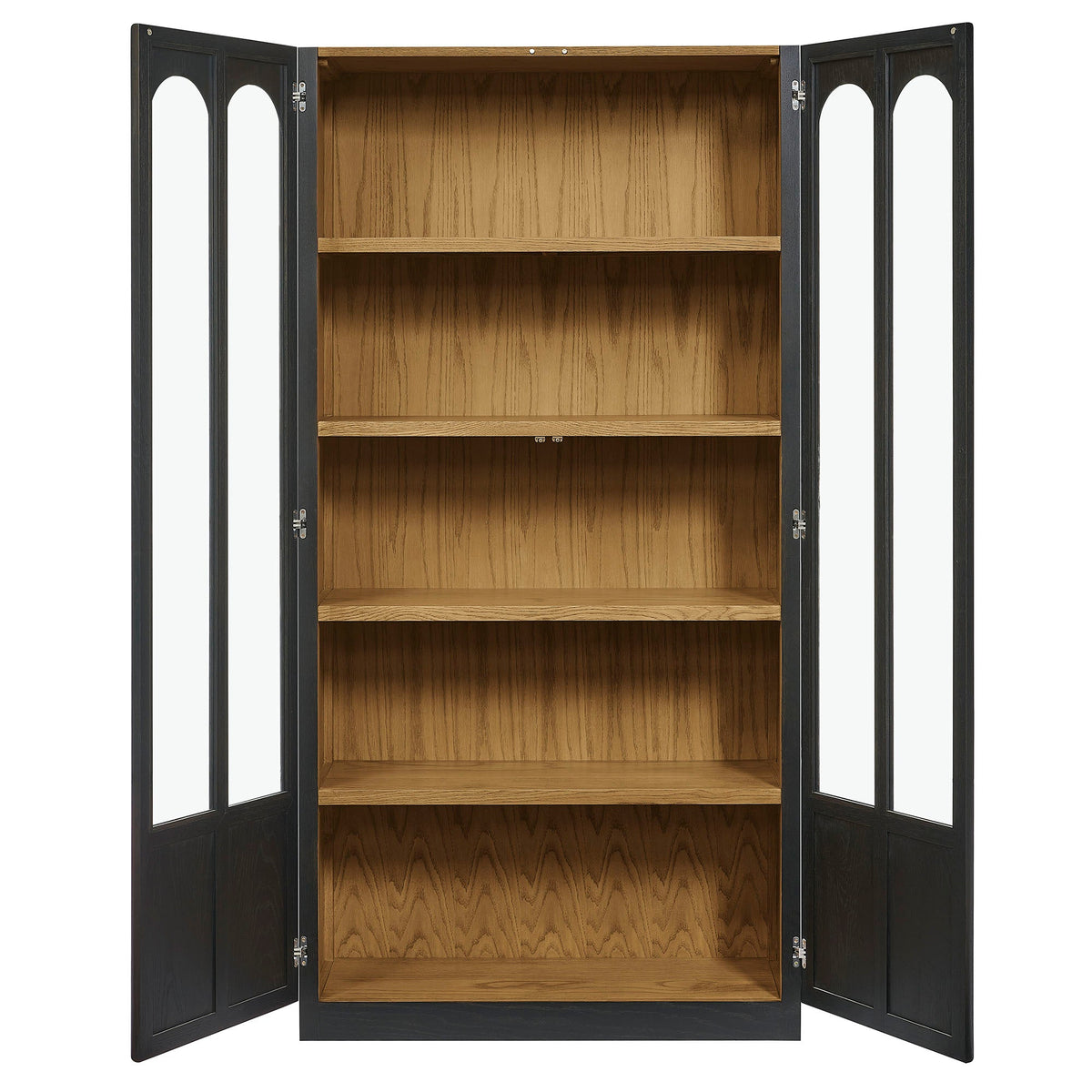 Anwen solid wood and glass display cabinet by Modway, black frame with natural wood interior on Tampa Home & Garden Store