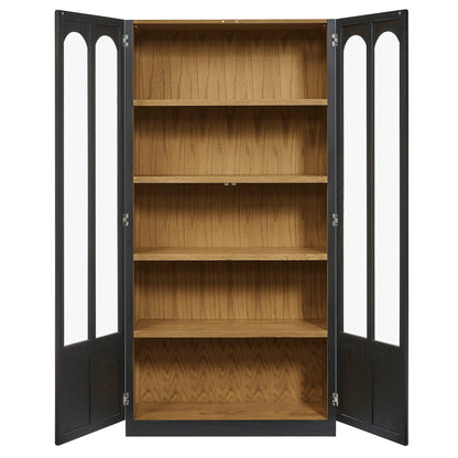 Anwen solid wood and glass display cabinet by Modway, black frame with natural wood interior on Tampa Home & Garden Store