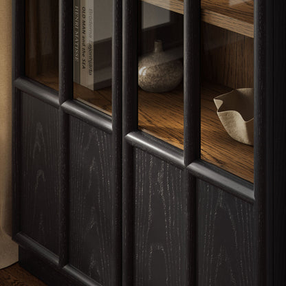 Anwen Solid Wood and Glass Display Cabinet by Modway, dark finish with vase inside on Tampa Home & Garden Store